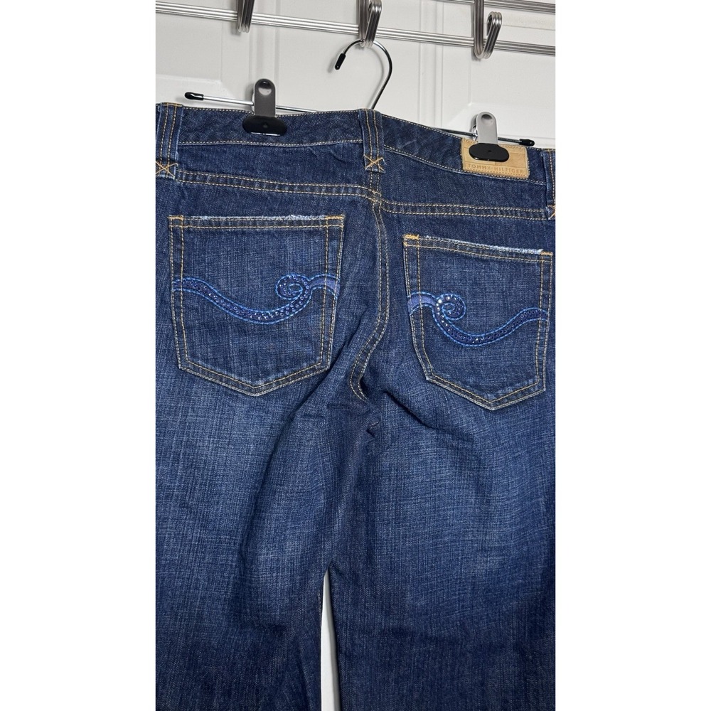 Tommy Hilfiger Low Rise Flare Jeans Distressed Women's Sz 10 Blinged Fancy Pants